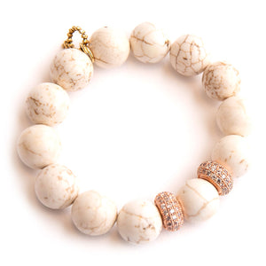 Creamy white howlite paired with rose gold micropave rhondelles