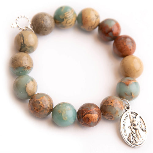 Aqua Terra Jasper paired with an silver oval Guardian Angel