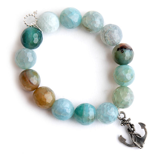 Blue crackle agate paired with a silver anchor