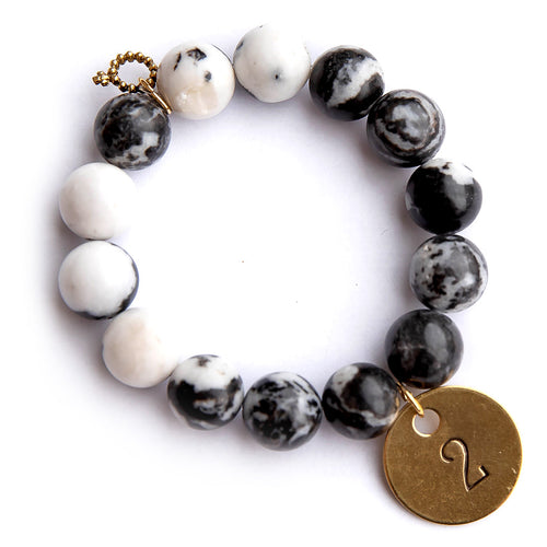 Orca jasper paired with a brass hand stamped #2