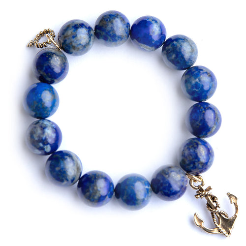 Lapis paired with a brass anchor