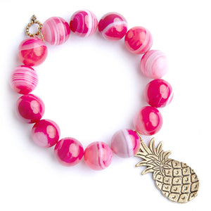 Watermelon striped agate paired with bronze pineapple