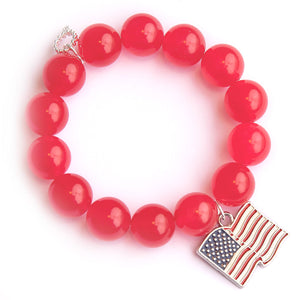 Cherry jade paired with an American flag medal