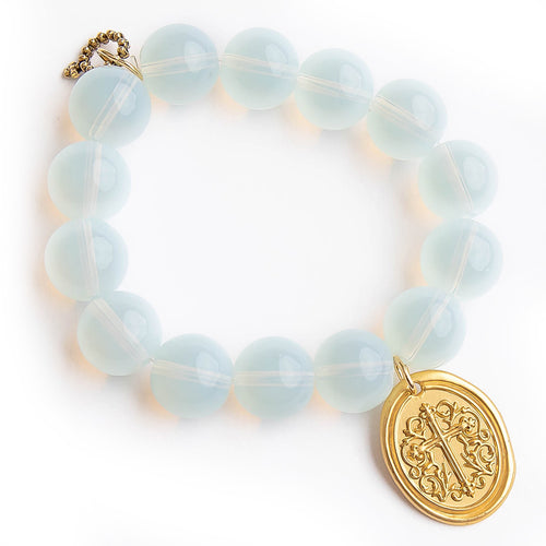Opalite with oval brass cross