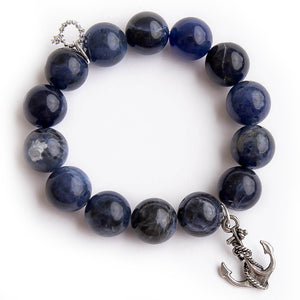 Dumortierite paired with a silver anchor