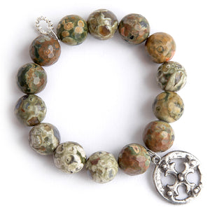 Vintage camouflage agate paired a vintage silver cross