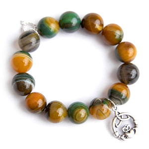 Chartreuse agate paired with a silver claddagh