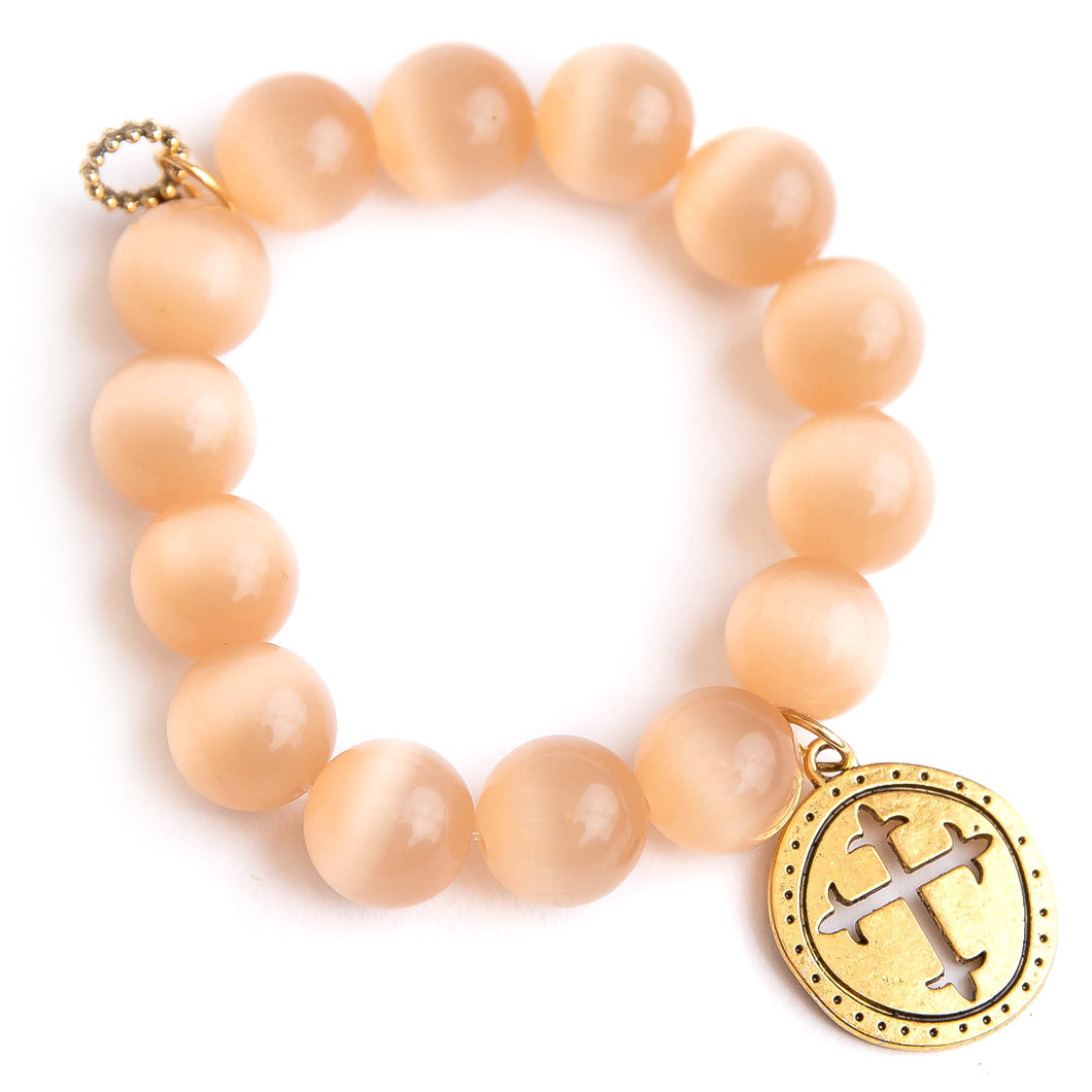 Cashmere Calcite paired with brass open cut cross disc