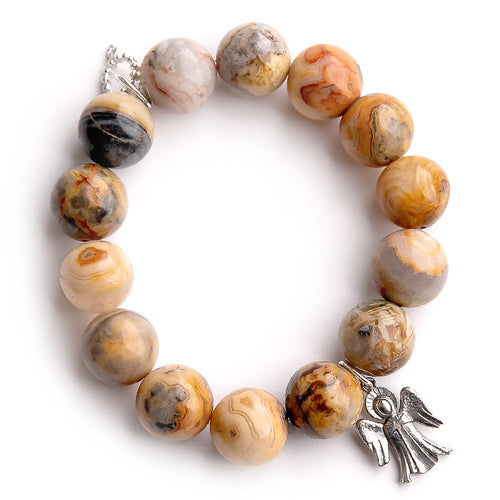 Desert Sand agate paired with a silver angel