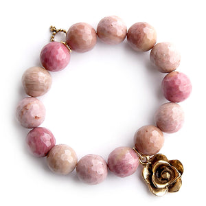 Faceted Rhodochrisite paired with gold artisan flower