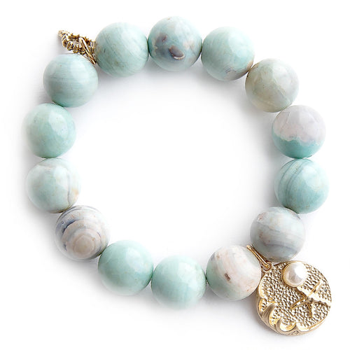 Sea foam agate paired with brushed bronze jewel of the sea