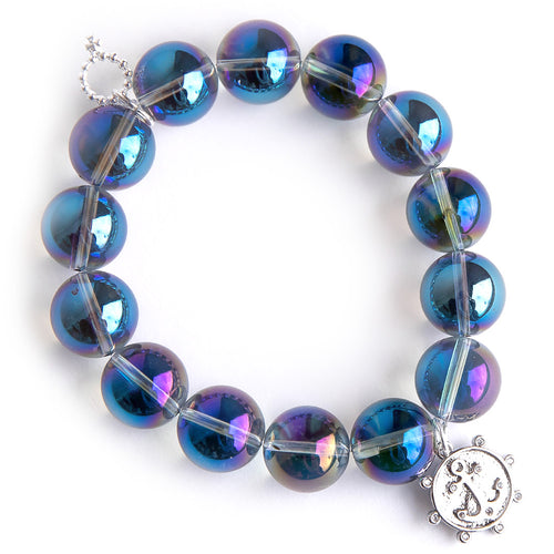 Iridescent Quartz paired with a silver anchor disc