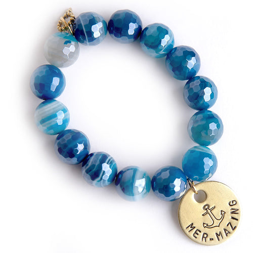 Faceted Iridescent Breakers Agate with Mer-Mazing Medal