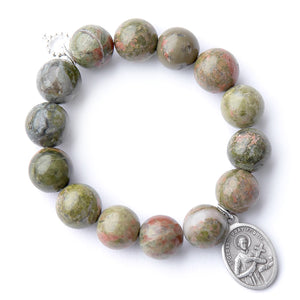 Unakite with a silver oval Saint Gerard medal