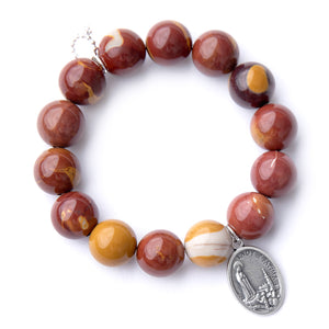 Mookaite with silver oval Lady of Fatima medal