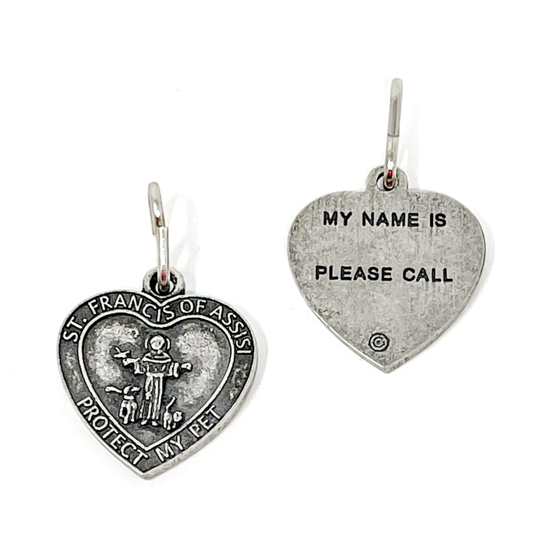 Heart Shaped St. Francis of Assisi Dog Protection Tag