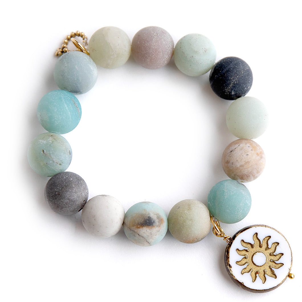 Matte Amazonite paired with an white Venetian glass sun