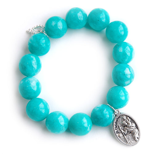 Bora Bora Agate paired with an oval Saint Christopher