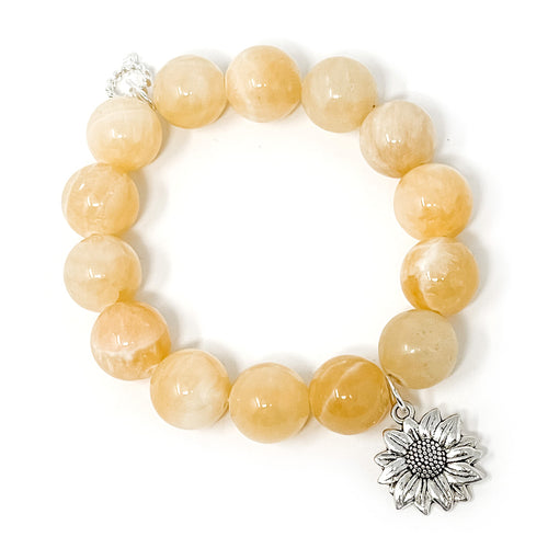 Honeysuckle Agate with Silver Sunflower