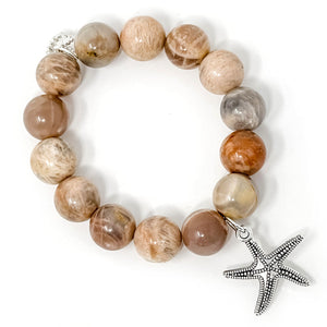 Moonstone with Silver Starfish