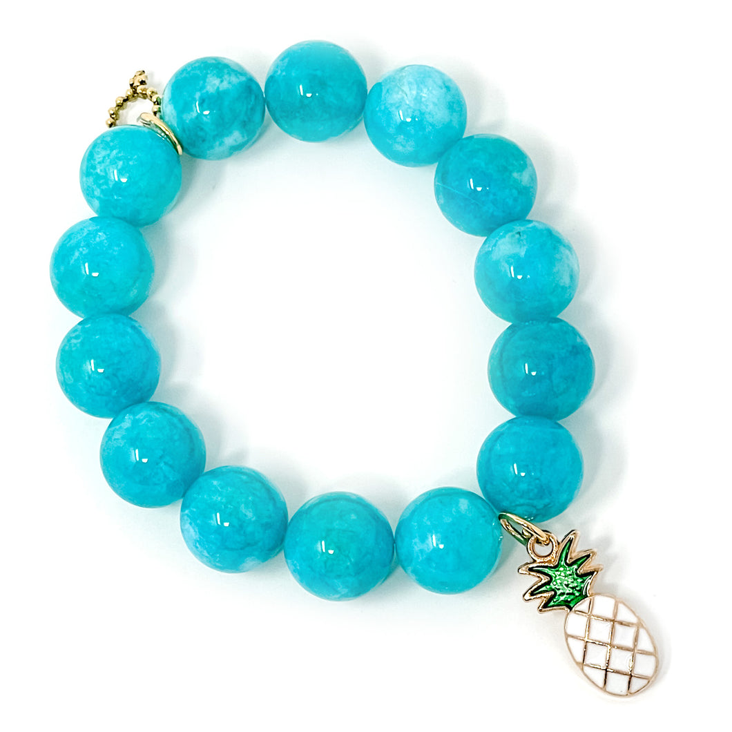 Bora Bora Agate with White Enameled Pineapple