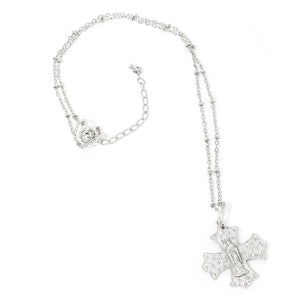 18" Silver Station Chain with Silver Blessed Mother Cross