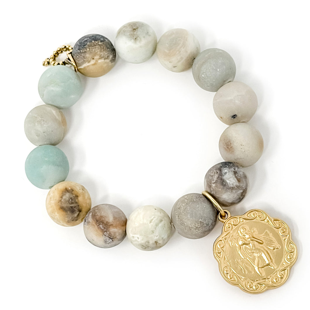 Matte Amazonite with Exclusive Matte Finish St. Christopher & St. Anthony