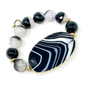 Faceted Crescent Agate with Oval Smoke Stripe Statement