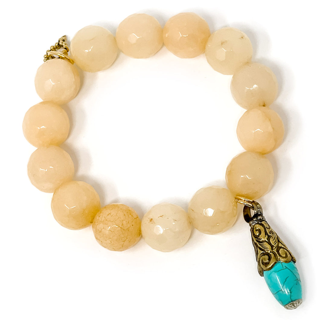 Faceted Creamsicle Agate with Nepal Howlite Droplet