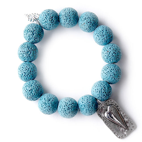 Blue Lava with Silver Mended Heart
