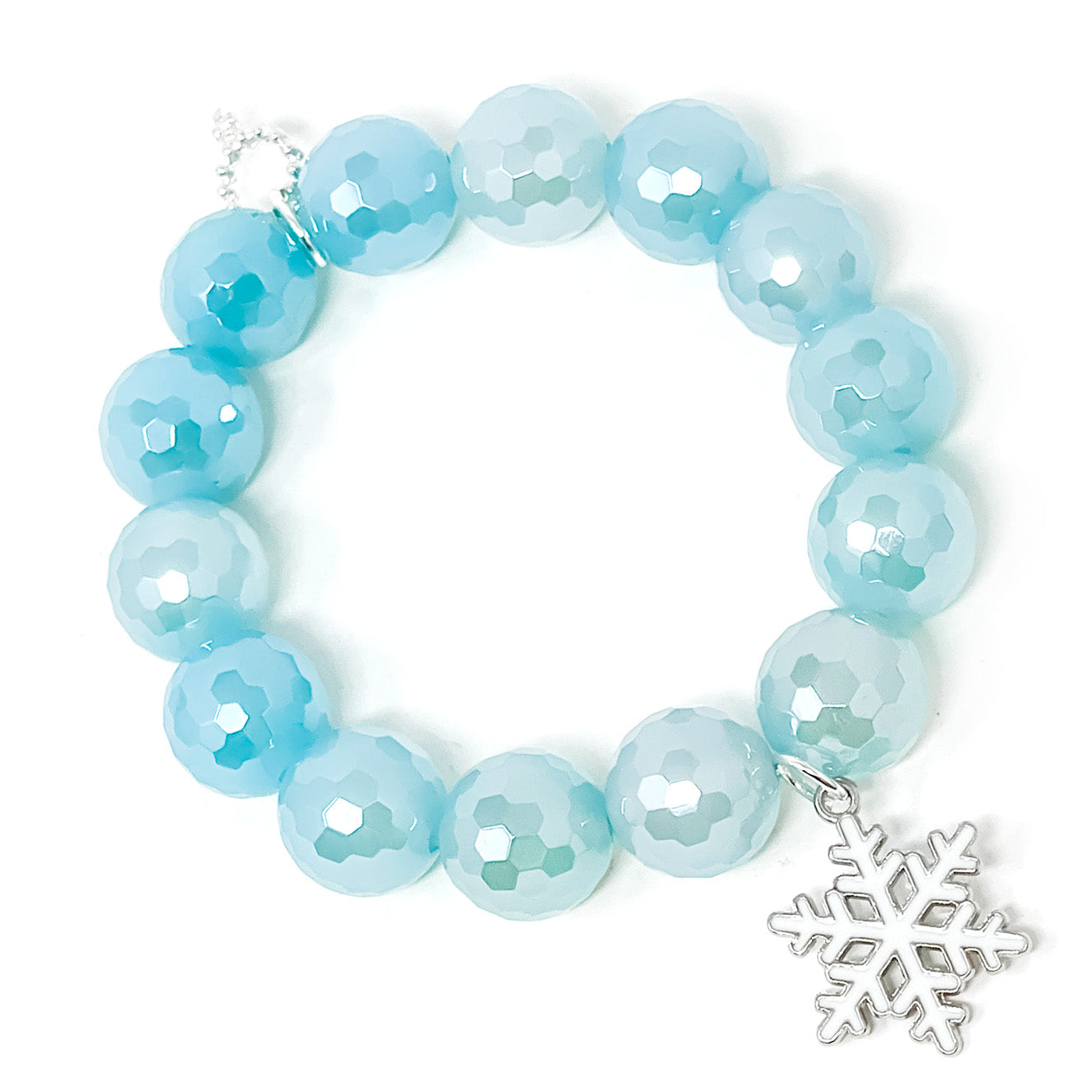 Faceted Tranquility Agate with White Enameled Snowflake