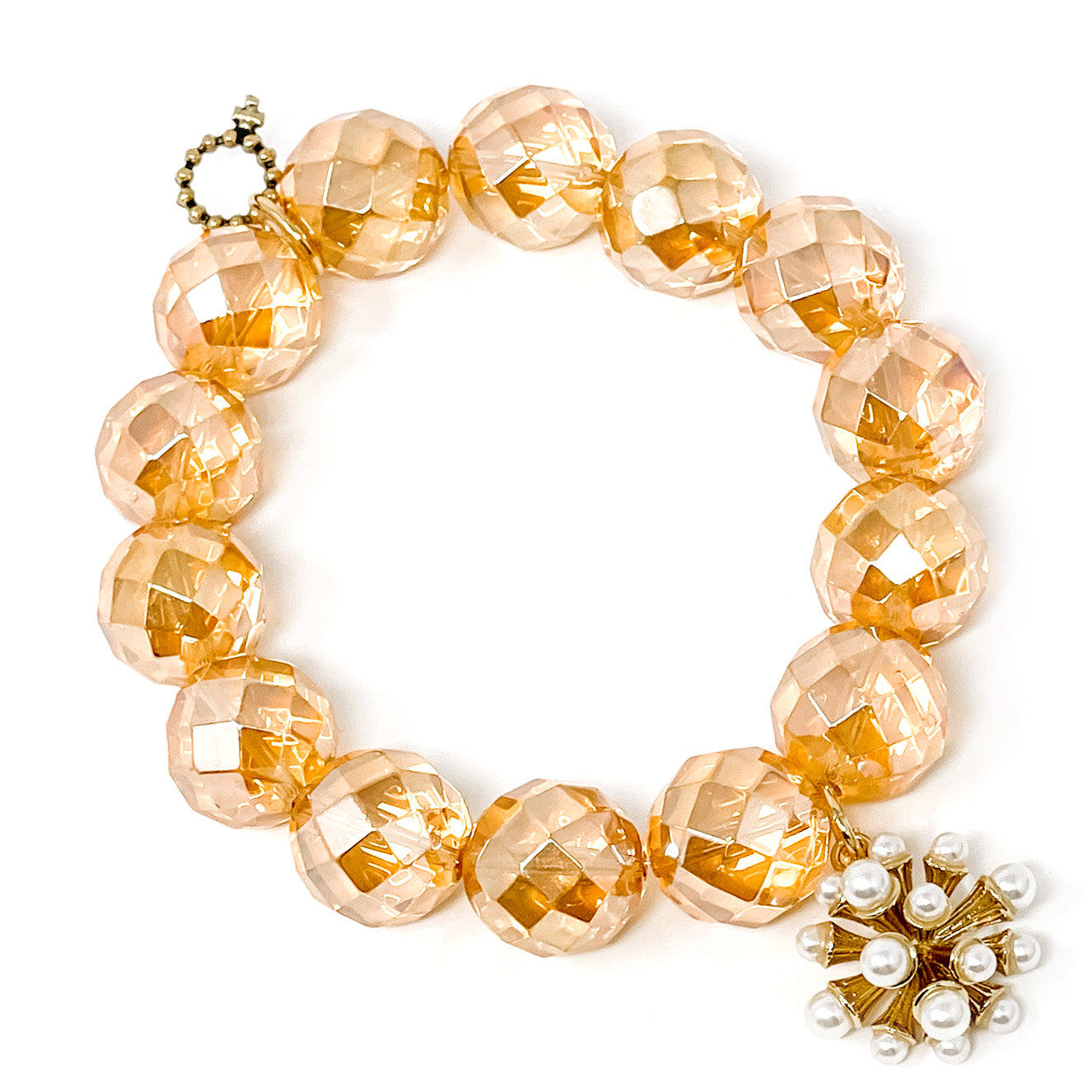 Faceted Gold Iridescent Quartz paired with Pearl Starburst