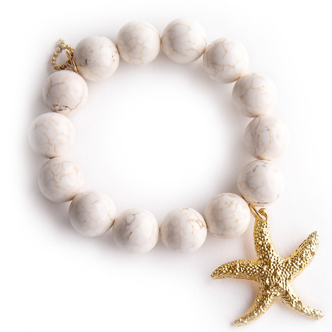 Creamy White Howlite paired with a Large Brass Starfish