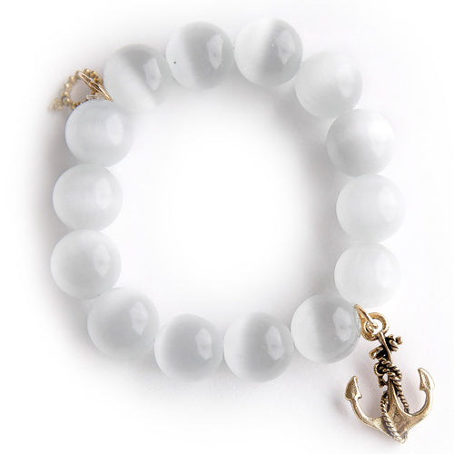 White Calcite paired with a Brass Anchor
