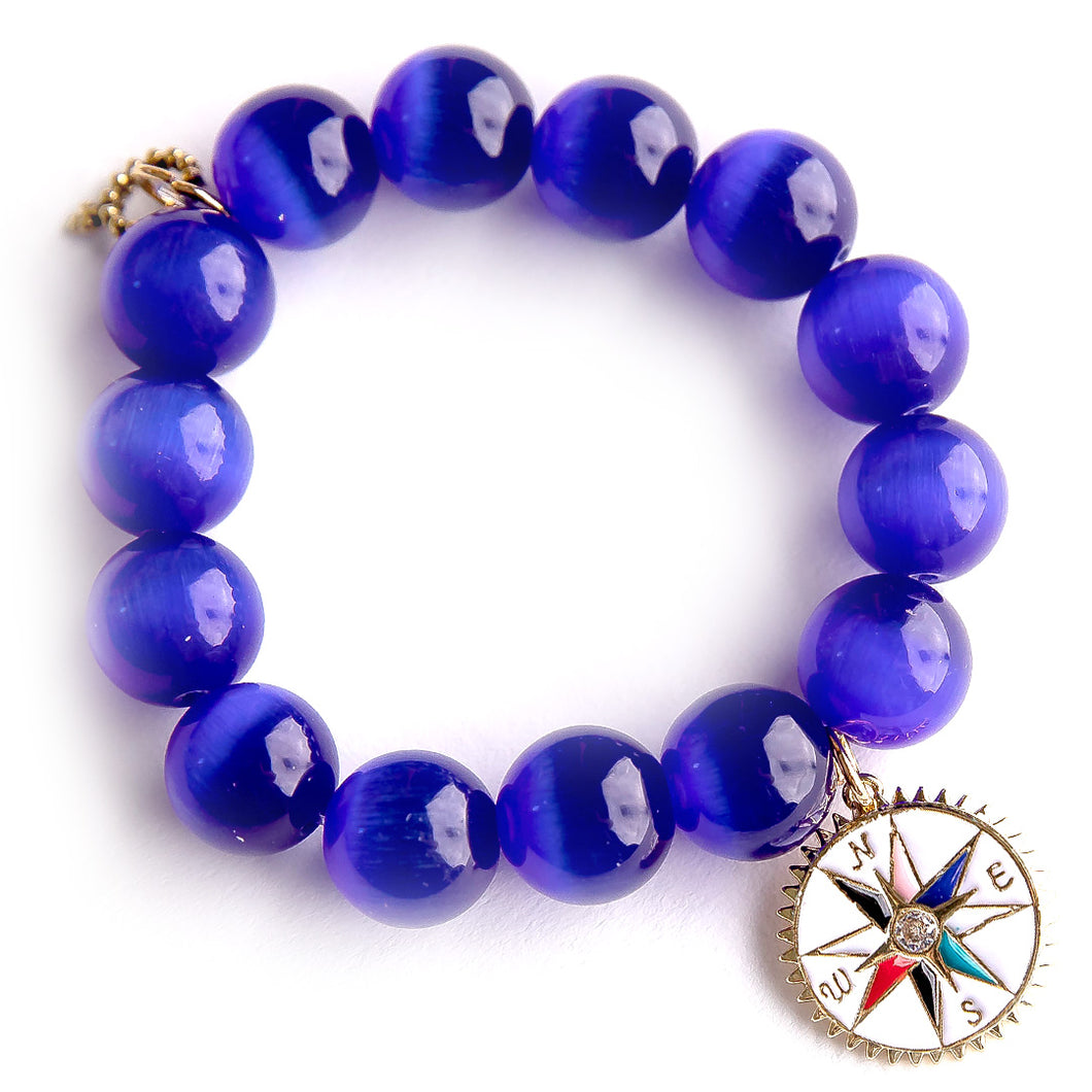 Royal Blue Calcite paired with an Enameled Compass