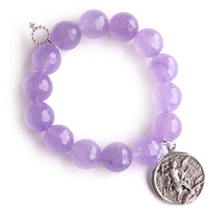 Faceted Lavender Jade paired with an Exclusively Cast Saint Michael