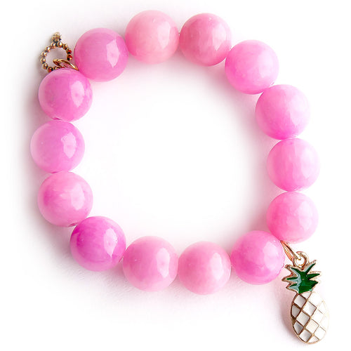 Pink Lady Agate paired with a White Enameled Pineapple