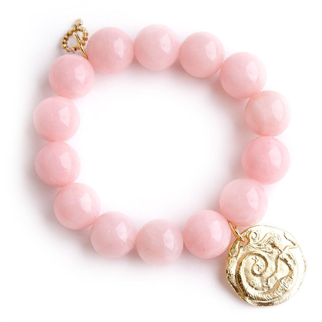 Petal Pink Jade paired with an exclusively cast bronze Mermaid