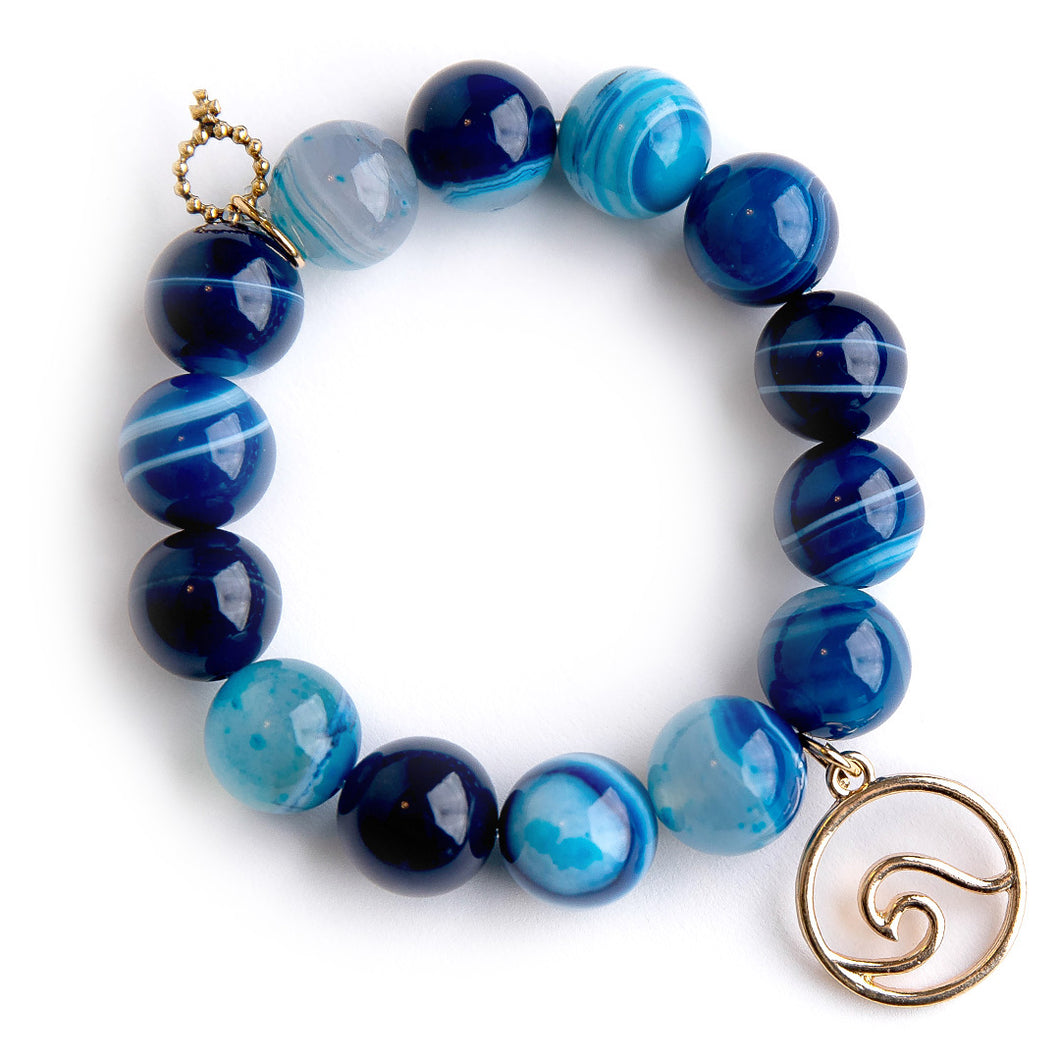 Blue Striped Agate paired with a brass wave