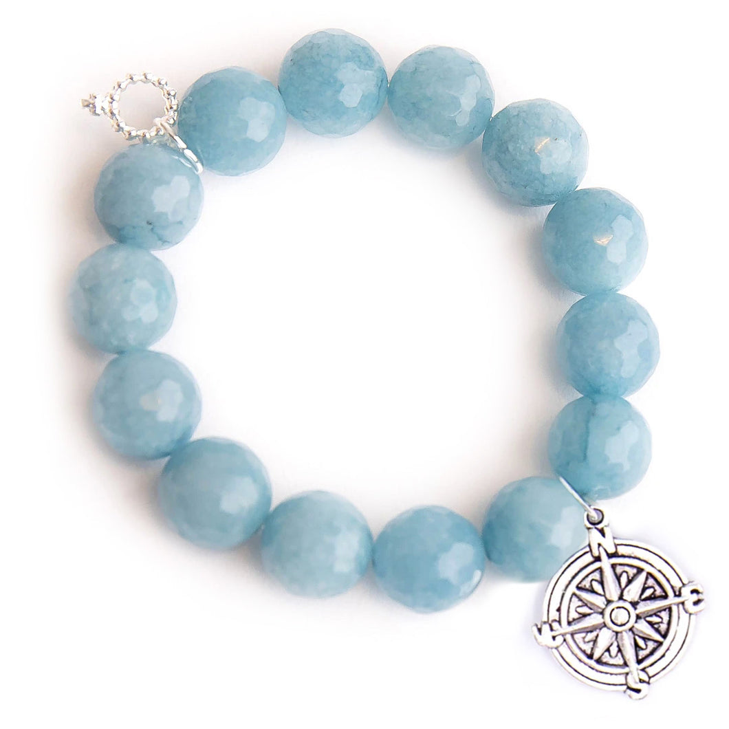 Chambray agate with silver compass medal