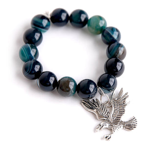 Emerald Striped Agate paired with a large silver Eagle