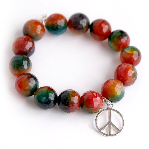 Jalapeno Agate with Silver Peace Sign