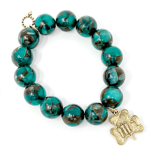 Irish Eyes Jasper with Exclusively Cast Our Lady of Knock Shamrock