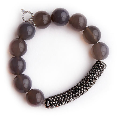 Dark grey quartz with hematite pave bar