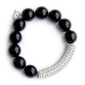 Black onyx with clear pave bar
