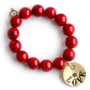 Red Howlite with Love Medal