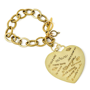 Gold Plated Artisan Chain with Toggle Clasp featuring Jen's Exclusive Love You in a Million Languages