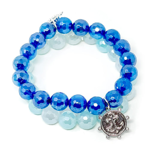 10mm Under the Sea Blue Agate Summer Duo