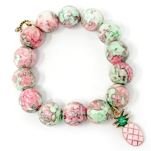Pink and Green Watercolor Agate with pink pineapple