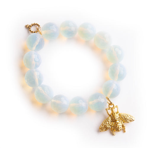 Faceted Opalite with matte gold bee